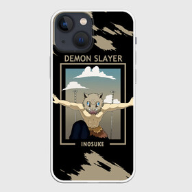 Чехол для iPhone 13 mini с принтом DEMON SLAYER INOSUKE в Кировске,  |  | demon slayer | kamado | kimetsu no yaiba | nezuko | tanjiro | аниме | гию томиока | зеницу агацума | иноске хашибира | камадо | клинок | корзинная девочка | манга | музан кибуцуджи | незуко | рассекающий демонов | танджиро