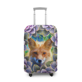 Чехол для чемодана 3D с принтом Лиса среди цветов в Кировске, 86% полиэфир, 14% спандекс | двустороннее нанесение принта, прорези для ручек и колес | flower | flowers | fox | лиса | лисичка | цветок | цветы