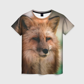 Женская футболка 3D с принтом Строгая лисица в Кировске, 100% полиэфир ( синтетическое хлопкоподобное полотно) | прямой крой, круглый вырез горловины, длина до линии бедер | fox | foxy | животное | звери | лиса | лисенок | лисичка | милая | рыжая | фокс
