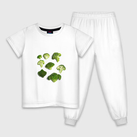 Детская пижама хлопок с принтом брокколи в Кировске, 100% хлопок |  брюки и футболка прямого кроя, без карманов, на брюках мягкая резинка на поясе и по низу штанин
 | Тематика изображения на принте: брокколи | еда | овощи | правильное питание