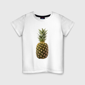 Детская футболка хлопок с принтом ананас в Кировске, 100% хлопок | круглый вырез горловины, полуприлегающий силуэт, длина до линии бедер | ананас | еда | овощи | правильное питание | сладости | фрукты