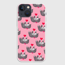 Чехол для iPhone 13 mini с принтом Пиксельные котики в Кировске,  |  | cat | cats | kitten | глаза | глазки | девочкам | кот | котёнок | котик | котики | котэ | котята | кошак | кошка | кошки | красивая | милая | прикольная | светлая | темная | черная