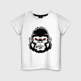 Детская футболка хлопок с принтом Bad Monkey в Кировске, 100% хлопок | круглый вырез горловины, полуприлегающий силуэт, длина до линии бедер | animal | beast | gorilla | monkey | горилла | животные | зверь | конг | обезьяна | природа | хищник