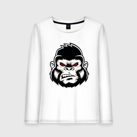 Женский лонгслив хлопок с принтом Bad Monkey в Кировске, 100% хлопок |  | animal | beast | gorilla | monkey | горилла | животные | зверь | конг | обезьяна | природа | хищник