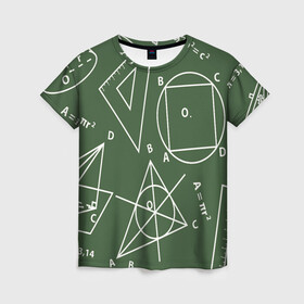 Женская футболка 3D с принтом Геометрия теоремы и признаки в Кировске, 100% полиэфир ( синтетическое хлопкоподобное полотно) | прямой крой, круглый вырез горловины, длина до линии бедер | геометрия | графики | сложный формулы | формулы