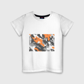 Детская футболка хлопок с принтом Камуфляж (огненный) в Кировске, 100% хлопок | круглый вырез горловины, полуприлегающий силуэт, длина до линии бедер | камуфляж | милитари | огненный | огонь | оранжевый