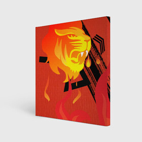 Холст квадратный с принтом Огненный лев в Кировске, 100% ПВХ |  | красный | лев | линии | огненный | огонь | пламя | рисунки