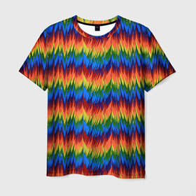 Мужская футболка 3D с принтом РАДУЖНАЯ КИСЛОТА в Кировске, 100% полиэфир | прямой крой, круглый вырез горловины, длина до линии бедер | acid | hippy | neon | rainbow | rasta | едкий | кислотный | летний | неоновый | радиоактивный | раста | солнечный | спектры | тепловизор | теплый | хиппи | яркий