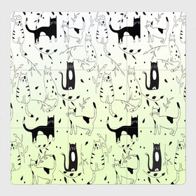 Магнитный плакат 3Х3 с принтом узор простые рисунки котов в Кировске, Полимерный материал с магнитным слоем | 9 деталей размером 9*9 см | Тематика изображения на принте: ветеринару | градиент | коты | котята | кошатнику | кошки | любителю кошек | мило | минимализм | мяу | примитив | рисованные котики | рисунок