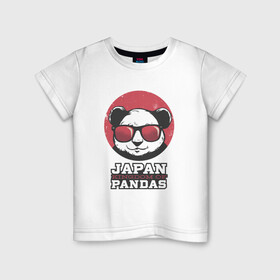 Детская футболка хлопок с принтом Japan Kingdom of Pandas в Кировске, 100% хлопок | круглый вырез горловины, полуприлегающий силуэт, длина до линии бедер | art | japanese | panda | retro look | style | vintage look | арт | винтаж | винтажный стиль | кингдом | королевство | королевство панд | крутая панда в очках | панда | пандочка | ретро стиль | рисунок панды | япония | 