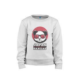Детский свитшот хлопок с принтом Japan Kingdom of Pandas в Кировске, 100% хлопок | круглый вырез горловины, эластичные манжеты, пояс и воротник | Тематика изображения на принте: art | japanese | panda | retro look | style | vintage look | арт | винтаж | винтажный стиль | кингдом | королевство | королевство панд | крутая панда в очках | панда | пандочка | ретро стиль | рисунок панды | япония | 
