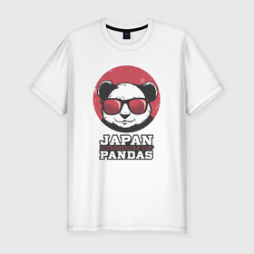 Мужская футболка хлопок Slim с принтом Japan Kingdom of Pandas в Кировске, 92% хлопок, 8% лайкра | приталенный силуэт, круглый вырез ворота, длина до линии бедра, короткий рукав | art | japanese | panda | retro look | style | vintage look | арт | винтаж | винтажный стиль | кингдом | королевство | королевство панд | крутая панда в очках | панда | пандочка | ретро стиль | рисунок панды | япония | 