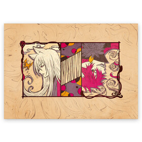 Поздравительная открытка с принтом Томоэ и Акира в Кировске, 100% бумага | плотность бумаги 280 г/м2, матовая, на обратной стороне линовка и место для марки
 | akura | kamisama kiss | kitsune | mizuki | nanami | tomoe | yokai | акура | аниме | бог | боги | демон лис | демоны | ёкай | змея | йокай | кицуне | лис | мидзуки | мизуки | нанами | неко | очень приятно бог | томое | томоэ