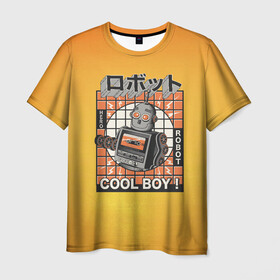 Мужская футболка 3D с принтом Ретро робот cool boy в Кировске, 100% полиэфир | прямой крой, круглый вырез горловины, длина до линии бедер | cool boy | кассета | кассетный робот | классный парень | парень | ретро | робот | электроника