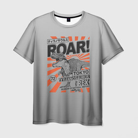 Мужская футболка 3D с принтом ROAR Tokyo T-rex в Кировске, 100% полиэфир | прямой крой, круглый вырез горловины, длина до линии бедер | dino | rex | roar | t rex | дино | динозавр | динозавры