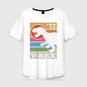 Мужская футболка хлопок Oversize с принтом T-rex Dino 72 в Кировске, 100% хлопок | свободный крой, круглый ворот, “спинка” длиннее передней части | Тематика изображения на принте: dino | rex | roar | t rex | дино | динозавр | динозавры