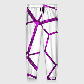 Женские брюки 3D с принтом Hexagon в Кировске, полиэстер 100% | прямой крой, два кармана без застежек по бокам, с мягкой трикотажной резинкой на поясе и по низу штанин. В поясе для дополнительного комфорта — широкие завязки | hexagon | lines | purple | violet | линии | фиолетовый многоугольник | шестиугольник
