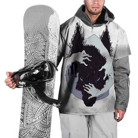 Накидка на куртку 3D с принтом ВОЛК WOLF в Кировске, 100% полиэстер |  | wolf | арт | белое | белый | волк | волки | волф | вульф | животные | звери | лес | туман | хищник