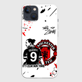 Чехол для iPhone 13 с принтом ЗЛАТАН ИБРАГИМОВИЧ   МАНЧЕСТЕР в Кировске,  |  | football | grunge | manchester united. | sport | zlatan ibrahimovic | брызги | гранж | златан ибрагимович | манчестер | милан | сборная швеции | спорт | футбол