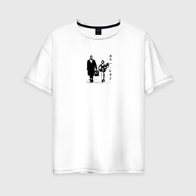 Женская футболка хлопок Oversize с принтом Leon в Кировске, 100% хлопок | свободный крой, круглый ворот, спущенный рукав, длина до линии бедер
 | leon | винтаж | кино | леон | матильда | ретро | старый | фильм
