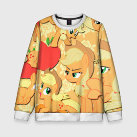 Детский свитшот 3D с принтом Applejack pattern в Кировске, 100% полиэстер | свободная посадка, прямой крой, мягкая тканевая резинка на рукавах и понизу свитшота | my little pony | дружба это чудо | единорог | единороги | май литл пони | мульт | мультфильм