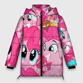 Женская зимняя куртка Oversize с принтом Pinkie Pie pattern в Кировске, верх — 100% полиэстер; подкладка — 100% полиэстер; утеплитель — 100% полиэстер | длина ниже бедра, силуэт Оверсайз. Есть воротник-стойка, отстегивающийся капюшон и ветрозащитная планка. 

Боковые карманы с листочкой на кнопках и внутренний карман на молнии | Тематика изображения на принте: my little pony | дружба это чудо | единорог | единороги | май литл пони | мульт | мультфильм