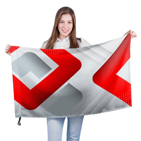 Флаг 3D с принтом 3D SPORT STYLE RED  WHITE в Кировске, 100% полиэстер | плотность ткани — 95 г/м2, размер — 67 х 109 см. Принт наносится с одной стороны | 3d | 3д | sport | абстракция | линии | паттерн | соты | спортивный стиль | текстуры