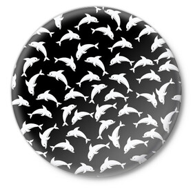 Значок с принтом Дельфиновый фон Dolphin в Кировске,  металл | круглая форма, металлическая застежка в виде булавки | dolphin | дельфин | дельфиновый фон | дельфины | косатка | морской житель | пляжная
