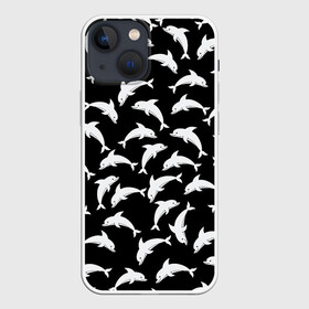 Чехол для iPhone 13 mini с принтом Дельфиновый фон | Dolphin в Кировске,  |  | dolphin | дельфин | дельфиновый фон | дельфины | косатка | морской житель | пляжная