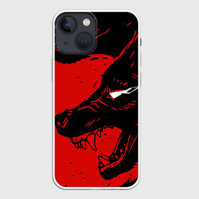 Чехол для iPhone 13 mini с принтом Красный волк 3D в Кировске,  |  | абстракция | волк | злой | зубы | илюстрация | искуство | культура | минимализм | оскал | текстура | ярость