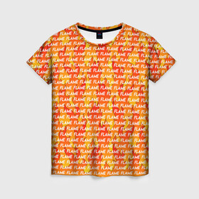 Женская футболка 3D с принтом РЫЖЕЕ ПЛАМЯ | GINGER FLAME  в Кировске, 100% полиэфир ( синтетическое хлопкоподобное полотно) | прямой крой, круглый вырез горловины, длина до линии бедер | fire | горячий | желтый | красный | летний | огонь | пожар | стиль | теплый | тренд | языки пламени | яркий