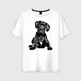 Женская футболка хлопок Oversize с принтом Собака в Кировске, 100% хлопок | свободный крой, круглый ворот, спущенный рукав, длина до линии бедер
 | doggy | puppy | домашнее животное | собака | щенок