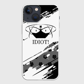 Чехол для iPhone 13 mini с принтом IDIOT Black Clover в Кировске,  |  | asta | black bulls | black clover | quartet knights | yuno | акума | аниме | аста | блэк кловер | буракку куро:ба | демон | королевство клевера | король магов | лихт | магна | манга | пятилистник | черный бык | чёрный клев