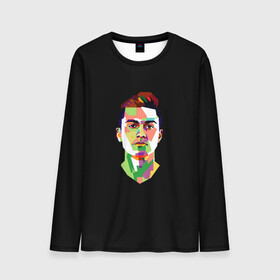 Мужской лонгслив 3D с принтом Paulo Dybala Pop Art в Кировске, 100% полиэстер | длинные рукава, круглый вырез горловины, полуприлегающий силуэт | art | champion | dybala | football | form | institute | juventus | palermo | paulo | player | pop | soccer | uniform | дибала | институто | легенда | палермо | пауло | форма | футбол | футбола | футболист | чемпион | ювентус