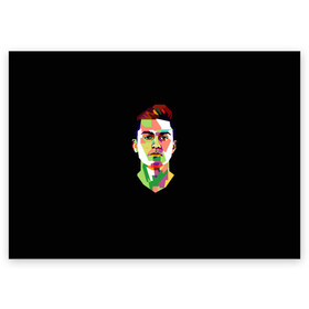 Поздравительная открытка с принтом Paulo Dybala Pop Art в Кировске, 100% бумага | плотность бумаги 280 г/м2, матовая, на обратной стороне линовка и место для марки
 | art | champion | dybala | football | form | institute | juventus | palermo | paulo | player | pop | soccer | uniform | дибала | институто | легенда | палермо | пауло | форма | футбол | футбола | футболист | чемпион | ювентус