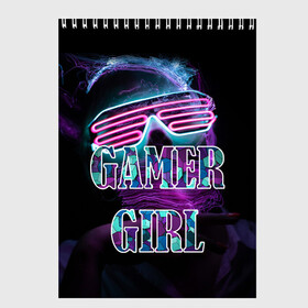 Скетчбук (блокнот) с принтом Gamer Girl Девушка-геймер в Кировске, 100% бумага
 | 48 листов, плотность листов — 100 г/м2, плотность картонной обложки — 250 г/м2. Листы скреплены сверху удобной пружинной спиралью | game | gamer | gamer girl | girl | девушка | игроман | игры