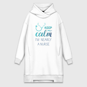 Платье-худи хлопок с принтом Keep calm в Кировске,  |  | Тематика изображения на принте: keep calm | nurse | бирюзовый | медсестра | фонендоскоп