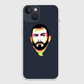 Чехол для iPhone 13 с принтом Карим Бензема. Поп арт в Кировске,  |  | benzema | champion | football | form | karim | lyon | madrid | player | real | soccer | uniform | арт | бензема | карим | легенда | лион | мадрид | поп | реал | форма | футбол | футбола | футболист | чемпион