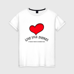 Женская футболка хлопок с принтом Love your в Кировске, 100% хлопок | прямой крой, круглый вырез горловины, длина до линии бедер, слегка спущенное плечо | beautiful | happy | love | жизнь | красота | любовь | москва | счастье