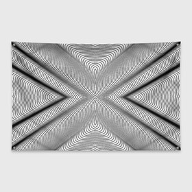Флаг-баннер с принтом Линии иллюзия в Кировске, 100% полиэстер | размер 67 х 109 см, плотность ткани — 95 г/м2; по краям флага есть четыре люверса для крепления | psychedelic | абстрактные | абстракция | иллюзия | линии | обман | психоделика | психоделический