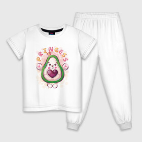 Детская пижама хлопок с принтом Авокадо принцесса в Кировске, 100% хлопок |  брюки и футболка прямого кроя, без карманов, на брюках мягкая резинка на поясе и по низу штанин
 | Тематика изображения на принте: avocado | cute | dream | fruit | heart | princess | авокадо | милый | музыка | сердечко | сердце | фрукт
