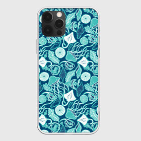 Чехол для iPhone 12 Pro Max с принтом Скаты и медузы в Кировске, Силикон |  | Тематика изображения на принте: водоросли | медузы | море | паттерны | ракушки | рыбы | электрический скат