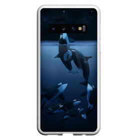 Чехол для Samsung Galaxy S10 с принтом касатки в Кировске, Силикон | Область печати: задняя сторона чехла, без боковых панелей | Тематика изображения на принте: ocean | orca | sea | sea animal | дельфин | касатка | кит | море | океан | рисунок кита