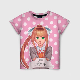 Детская футболка 3D с принтом Monika Pop Art в Кировске, 100% гипоаллергенный полиэфир | прямой крой, круглый вырез горловины, длина до линии бедер, чуть спущенное плечо, ткань немного тянется | anime | game | games | monika | natsuki | sayori | yuri | аниме | визуальный роман | доки доки | игра | игры | литературный клуб | моника | нацуки | саёри | юри