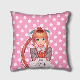 Подушка 3D с принтом Monika Pop Art в Кировске, наволочка – 100% полиэстер, наполнитель – холлофайбер (легкий наполнитель, не вызывает аллергию). | состоит из подушки и наволочки. Наволочка на молнии, легко снимается для стирки | anime | game | games | monika | natsuki | sayori | yuri | аниме | визуальный роман | доки доки | игра | игры | литературный клуб | моника | нацуки | саёри | юри