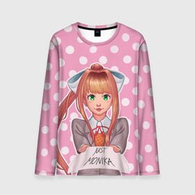 Мужской лонгслив 3D с принтом Monika Pop Art в Кировске, 100% полиэстер | длинные рукава, круглый вырез горловины, полуприлегающий силуэт | anime | game | games | monika | natsuki | sayori | yuri | аниме | визуальный роман | доки доки | игра | игры | литературный клуб | моника | нацуки | саёри | юри