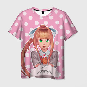 Мужская футболка 3D с принтом Monika Pop Art в Кировске, 100% полиэфир | прямой крой, круглый вырез горловины, длина до линии бедер | anime | game | games | monika | natsuki | sayori | yuri | аниме | визуальный роман | доки доки | игра | игры | литературный клуб | моника | нацуки | саёри | юри