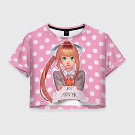 Женская футболка Crop-top 3D с принтом Monika Pop Art в Кировске, 100% полиэстер | круглая горловина, длина футболки до линии талии, рукава с отворотами | anime | game | games | monika | natsuki | sayori | yuri | аниме | визуальный роман | доки доки | игра | игры | литературный клуб | моника | нацуки | саёри | юри