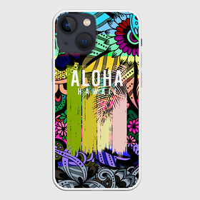 Чехол для iPhone 13 mini с принтом АЛОХА ГАВАЙИ | ALOHA HAWAII в Кировске,  |  | aloha | hawaii | гаваи | гаваии | гавайи | доски | лето | море | паттерн | серфинг | текстура | цветы