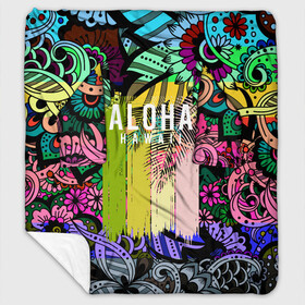 Плед с рукавами с принтом АЛОХА ГАВАЙИ | ALOHA HAWAII в Кировске, 100% полиэстер | Закругленные углы, все края обработаны. Ткань не мнется и не растягивается. Размер 170*145 | Тематика изображения на принте: aloha | hawaii | гаваи | гаваии | гавайи | доски | лето | море | паттерн | серфинг | текстура | цветы